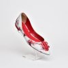 000071 - LP SAPATILHA EST. FLOR METAL BRANCO/VERMELHO